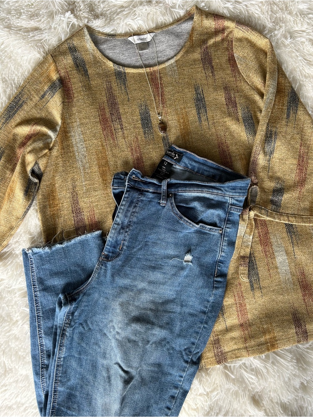 CJ Banks | Abstract 3/4 Tie Sleeve Blouse